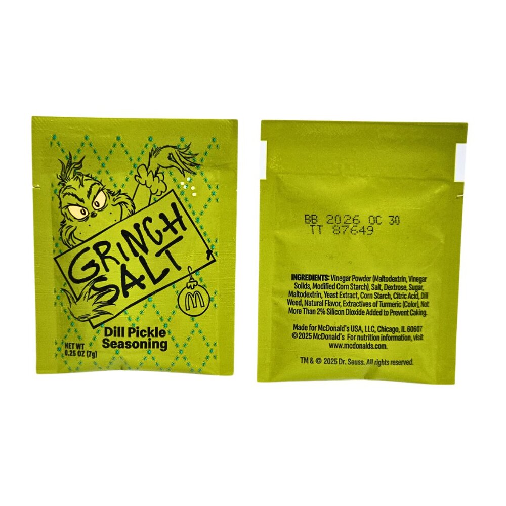 McDonald’s GRINCH SALT SEALED 2025 Christmas Grinch Meal 2 packs